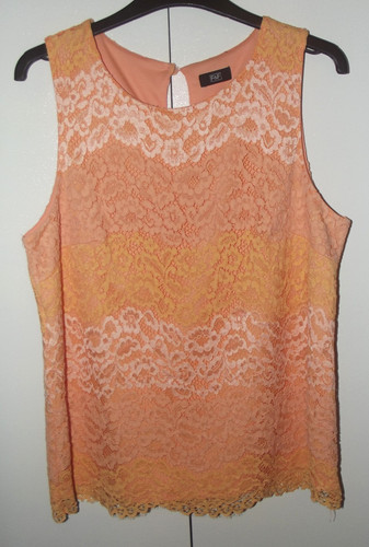Peach layered lace top - layered,