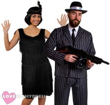 COUPLES GANGSTER AND FLAPPER COSTUMES 1920'S FANCY DRESS THE GREAT GATSBY PARTY