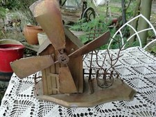 Vintage Metal Wind Up Tin Plate Musical Windmill