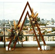 Wooden Wedding Arch Stand Triangle Arbor Frame Archway Boho Party x 2 10ft 7ft