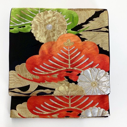 Kikunojo black silk fukuro obi - kikunojo,