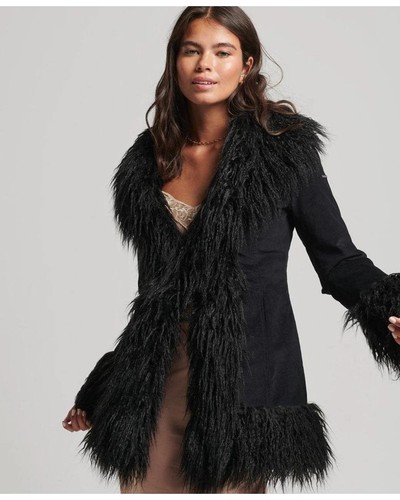 Superdry black afghan coat - afghan,