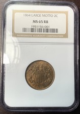 1864 2c Large Motto 2 Cent NGC