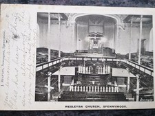 Wesleyan Church Interior Spennymoor Durham Photo Postcard 1904 Reavley Publisher