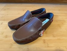 NEW LAMBRETTA MEN'S BROWN LEATHER CASUAL MOCASSINS LOAFERS DRIVING SHOES - UK 7
