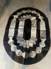 Handmade Cowhide Rug, 100% real Leather, Genuine Hair-On Cow Fur Skin Oval 