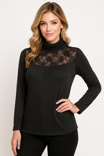 Plus Size Lace Roll Neck Top