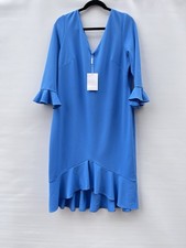 Gina Bacconi Mid Blue V-Neck 3/4 Sleeve Midi Dress UK Size 18 Bnwt