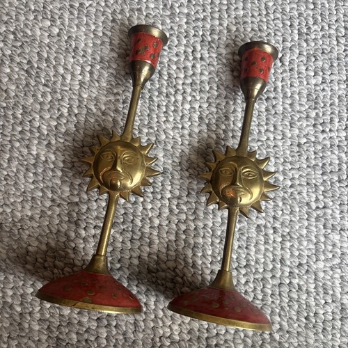 Vintage brass sun face - vintage,