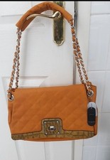 Charlotte Reid Handbag  Zip Compartments, Mustard Colour,