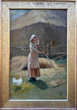 Antique Painting: A Girl And A