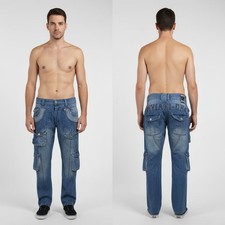 Peviani Men Cargo Jeans Denim