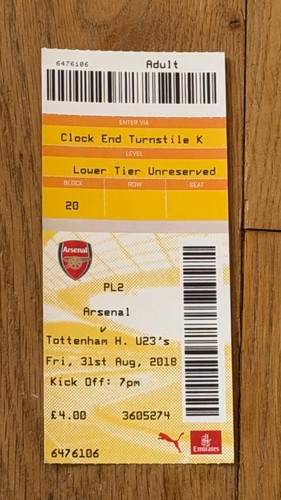 Ticket 2018 arsenal - ticket, v