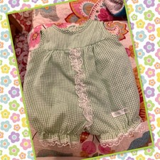 Vintage Cabbage Patch Kids Doll Girl Green Gingham Bubble Romper