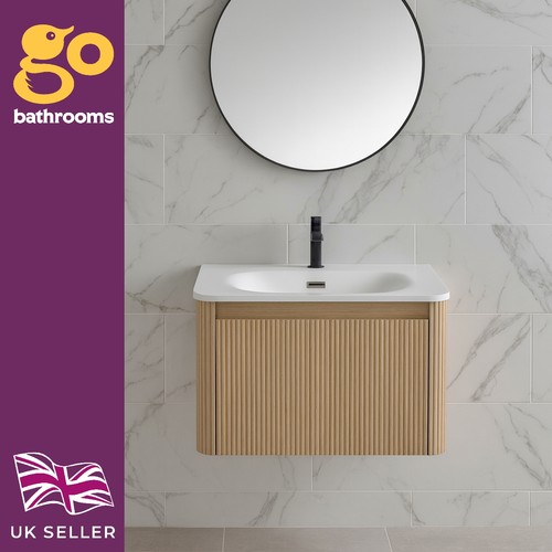 Oak ribbed vanity unit wave - ribbed,
