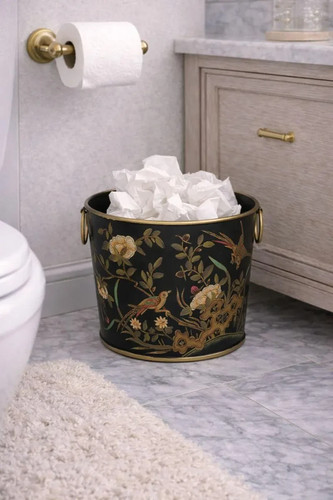 Black chinoiserie metal waste - metal,