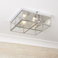 2 Light Chrome Flush Ceiling