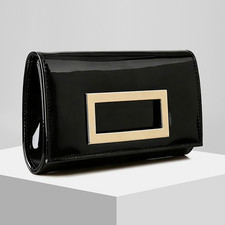 Black Burgundy Patent Clutch