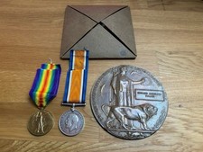 WW1 Medals Pair and Plaque -