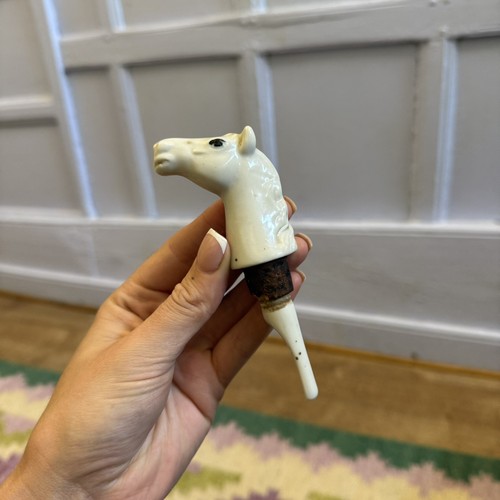 Vintage ceramic white horse - white,