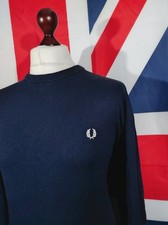 Fred Perry Knitted Crew Neck Jumper - 2XL/3XL - Navy - Mod Casuals 60's