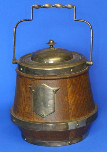 Antique oak biscuit barrel - antique,