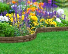 Garden Lawn Curve Rubber Flexible Flower Bed Border Edging Brick Design Brown