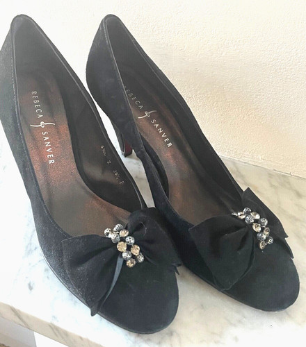 Vintage black real suede - vintage, court