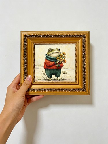 Frog holding sunflowers oil - sunflowers,