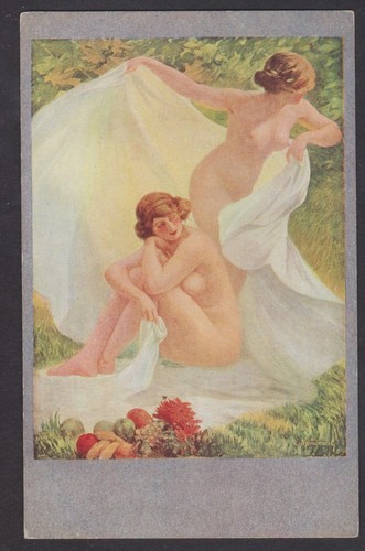 Vintage postcard nude ladies - vintage,