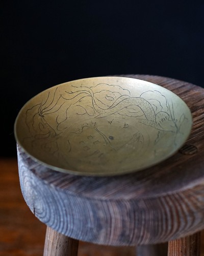 Vintage engraved brass - vintage, bowl
