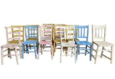 Hand Painted Distressed Antique Old Church Chairs - Dining Chairs - Bible Back