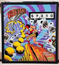 GOTTLIEB'S HIGH HAND ORIGINAL BACKDROP GLASS PINBALL ARCADE 59cm X 54cm FRAMED