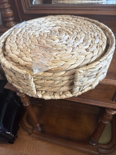 Set brown braided wicker - brown,