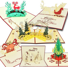 6PCS Christmas Cards,3D Pop up