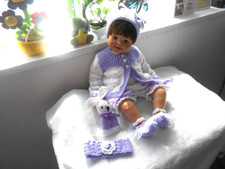 Hand knitted Lilac.white Pram