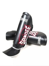 Sandee Cool-Tec Leather Shin Guards - Black/Red Large