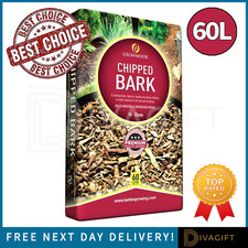 CHIPPED BARK CHIPPINGS CHIP ORGANIC FOR DECORATIVE WOOD LANDSCAPING 60L GROWMOOR