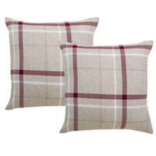 Highland Tartan Check Cushion Covers 2 pack in Red Blue or Grey 17"x17"