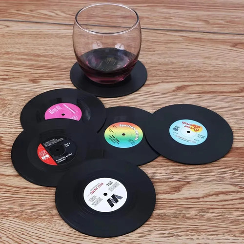Set vinyl record coasters - of,