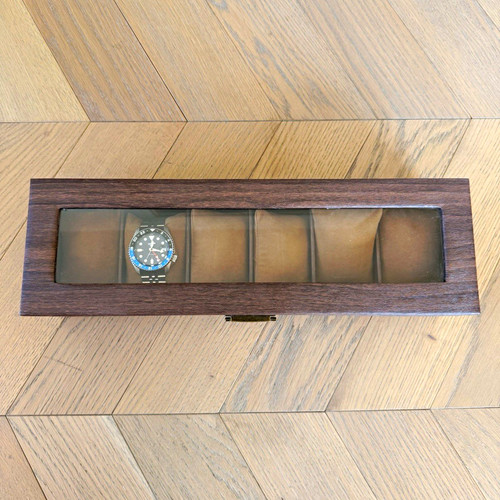 Wooden watch storage box with - watch,
