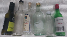6 Small Empty Clear/Green Glass Bottles Wine/Water/Brewing