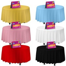 3-6 Plastic Table Covers Round 1.4M Tablecloth Disposable Wipe Clean Party Cloth