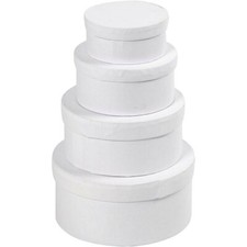 4 White Round Boxes Paper