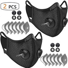 2 PCS Reusable Cycling Sports Face Mask Breathing Valves With Active Carbon Filt
