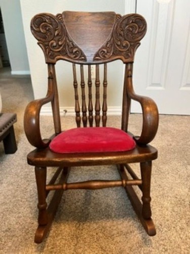 Antique carved oak rocking - carved,