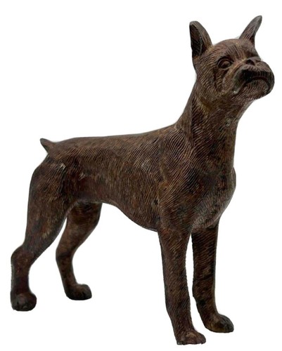 Bronze boxer dog sculpture - bronze,