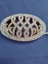 Harrods Duchess Of Windsor Collection 22K Gold Plated with Crystals Oval Brooch 