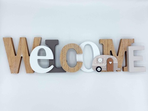 Caravan welcome wooden - wooden, sign
