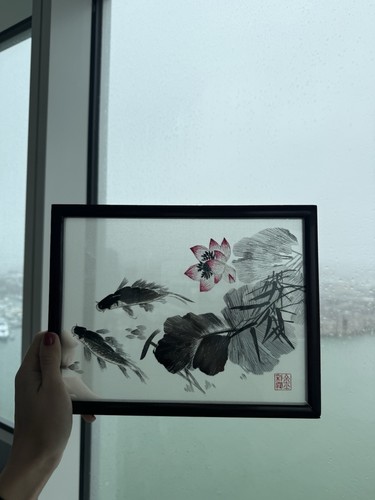 Asian oriental framed koi fish - asian/oriental,